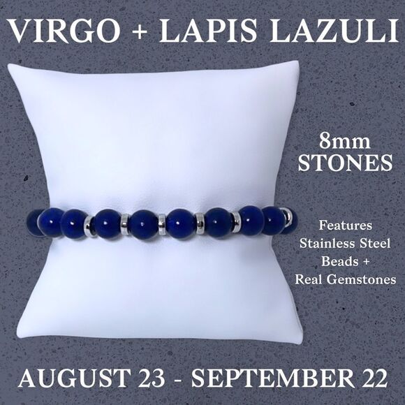 NWT Wool + Pepper Co. Virgo + Lapis Lazuli Bracelet - Zodiac x Gemstone - Picture 3 of 14